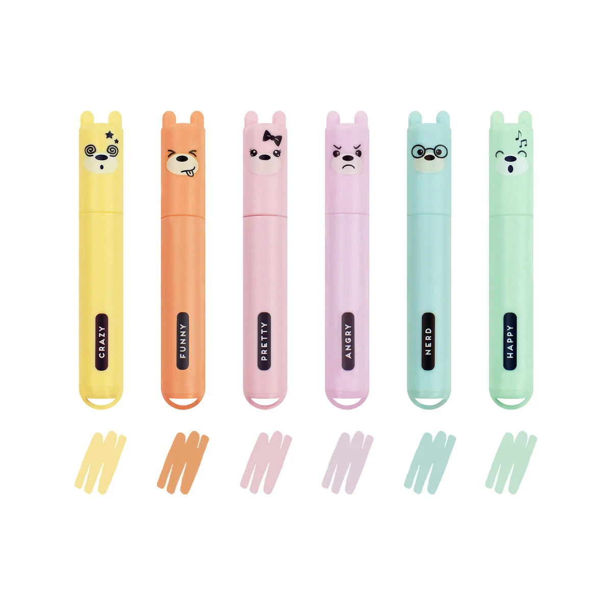 Set of 6 Mini Pastel Highlighters - Teddy's Style - LEGAMI Highlighter Pens