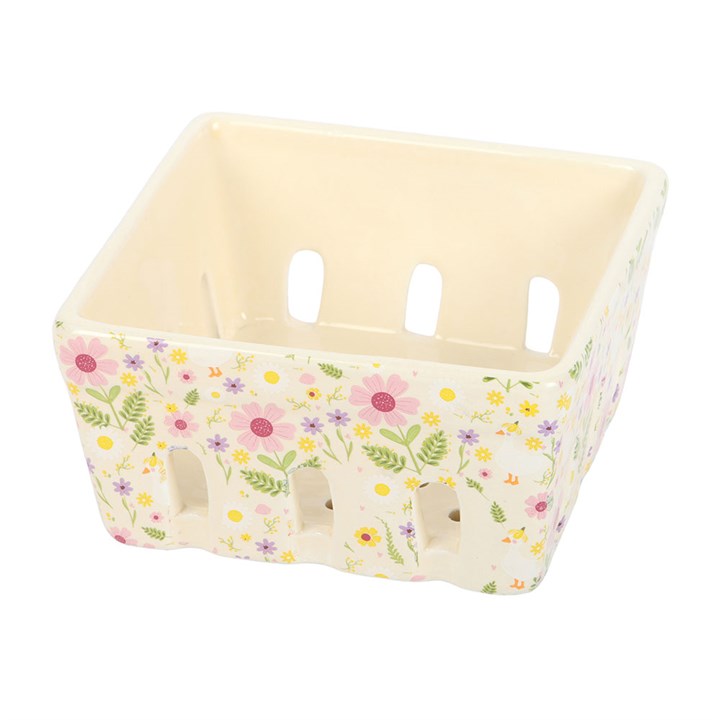 Daisy & Duck Print Ceramic Berry Basket