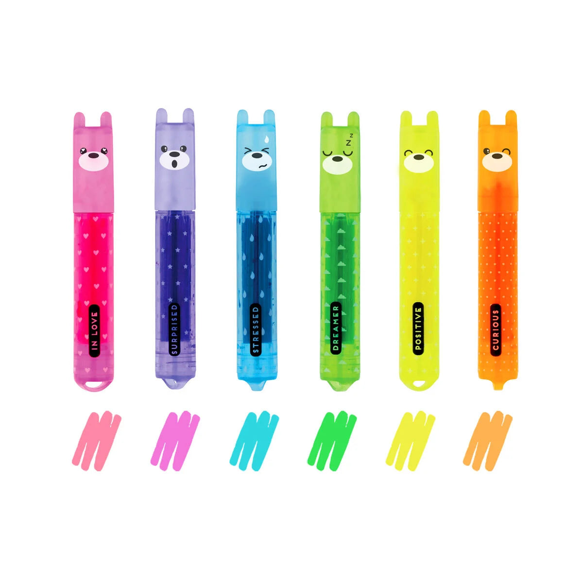 Set of 6 Mini Highlighters - Teddy's Mood - LEGAMI Highlighter Pens