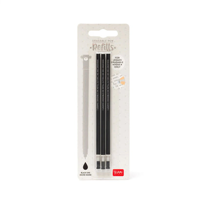 Set of 3 Refills for Erasable Gel Pens - Black Ink - Erasable Pen LEGAMI Refill