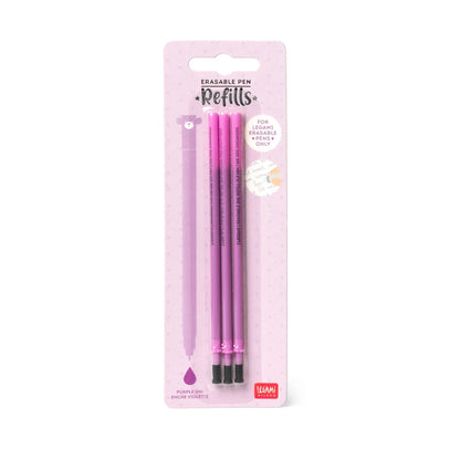 Set of 3 Refills for Erasable Gel Pens - Purple Ink - Erasable Pen LEGAMI Refill