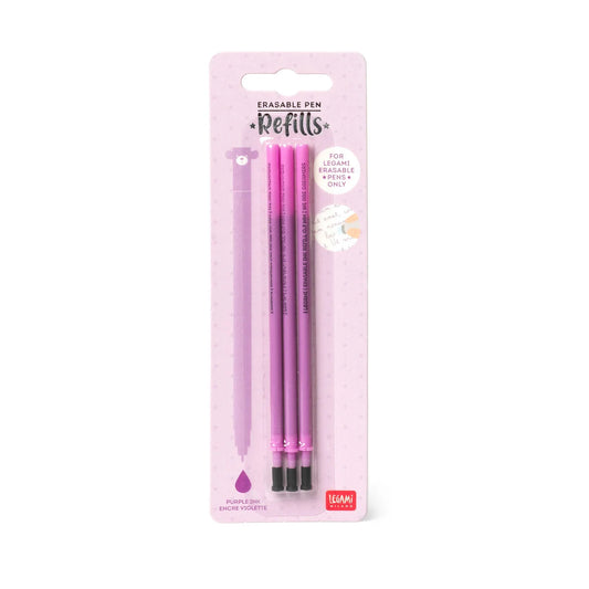 Set of 3 Refills for Erasable Gel Pens - Purple Ink - Erasable Pen LEGAMI Refill