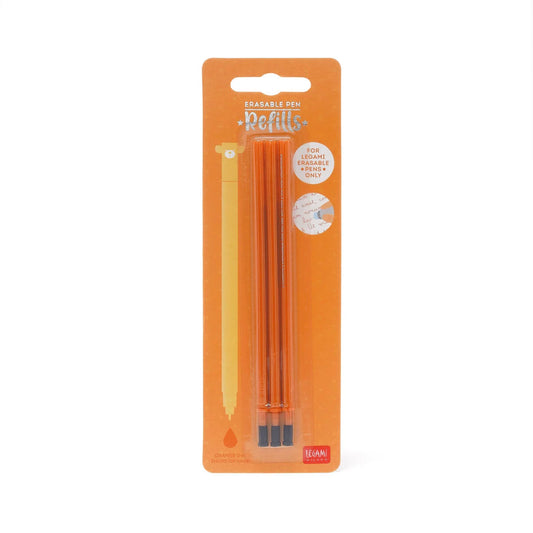 Set of 3 Refills for Erasable Gel Pens - Orange Ink - Erasable Pen LEGAMI Refill
