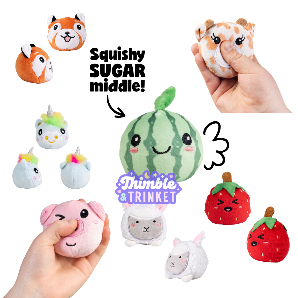 Sugar Squishy Plush Sensory Toy Animals & Fruit Themed