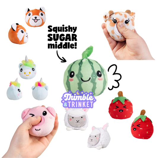 Sugar Squishy Plush Sensory Toy Animals & Fruit Themed